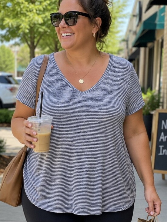Athleta Tops - Athleta Black and White Stripped V Neck T Shirt. In EUC